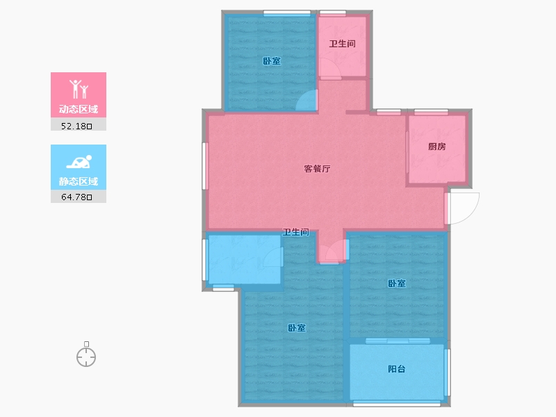 浙江省-杭州市-康恒悦麒美寓-106.19-户型库-动静分区