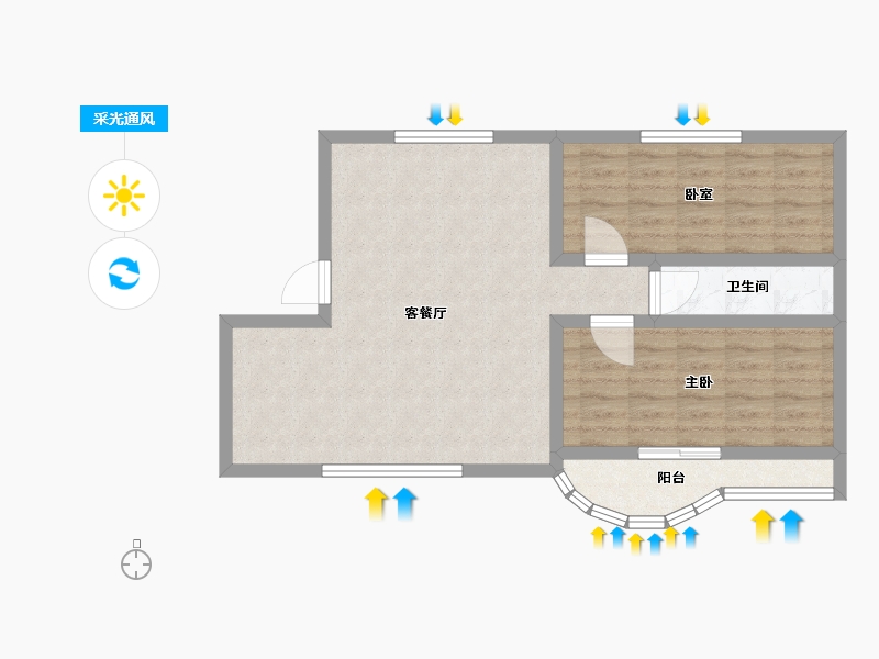 陕西省-渭南市-香滨城-70.18-户型库-采光通风