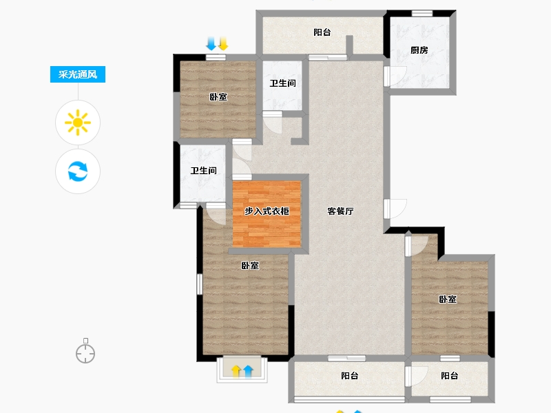 陕西省-渭南市-御府尚院-123.43-户型库-采光通风