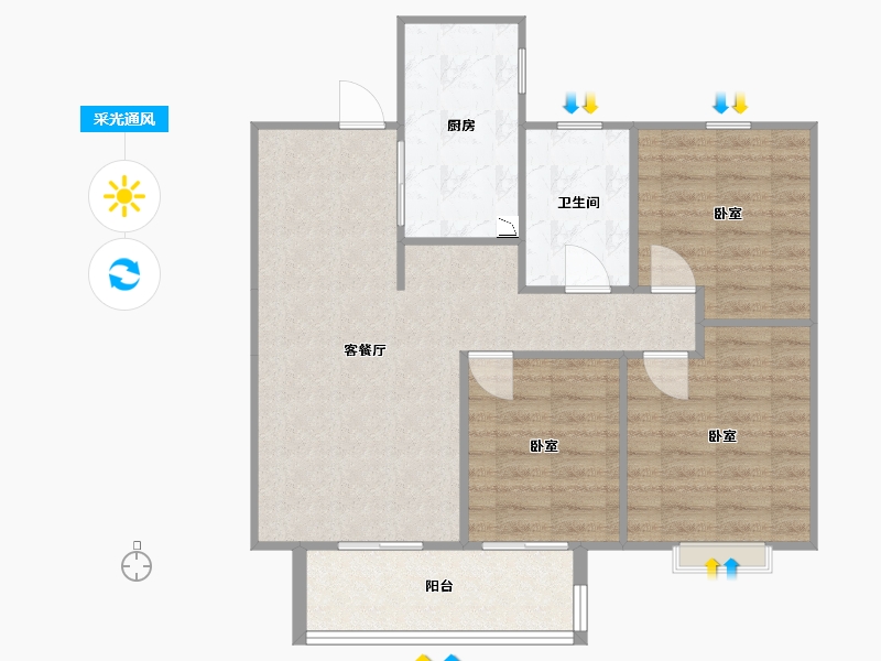 江苏省-无锡市-世茂璀璨时光-78.87-户型库-采光通风