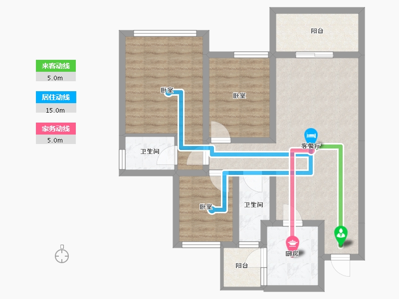 四川省-南充市-鸿通檀府-74.66-户型库-动静线