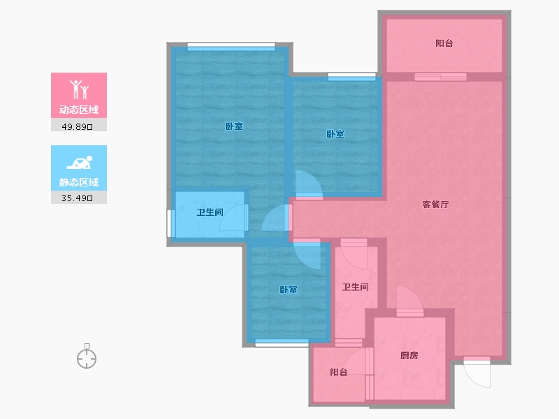 四川省-南充市-鸿通檀府-74.66-户型库-动静分区