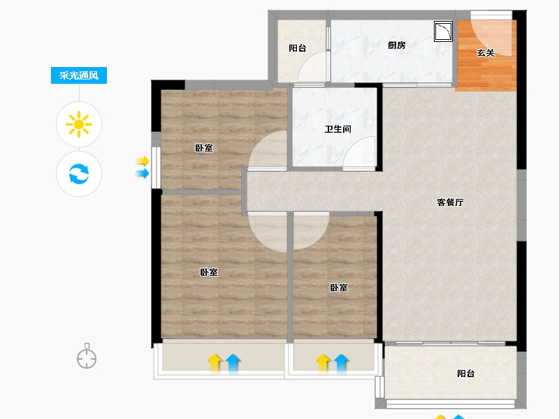 江苏省-南京市-欧洲城玖禧澜湾-78.01-户型库-采光通风