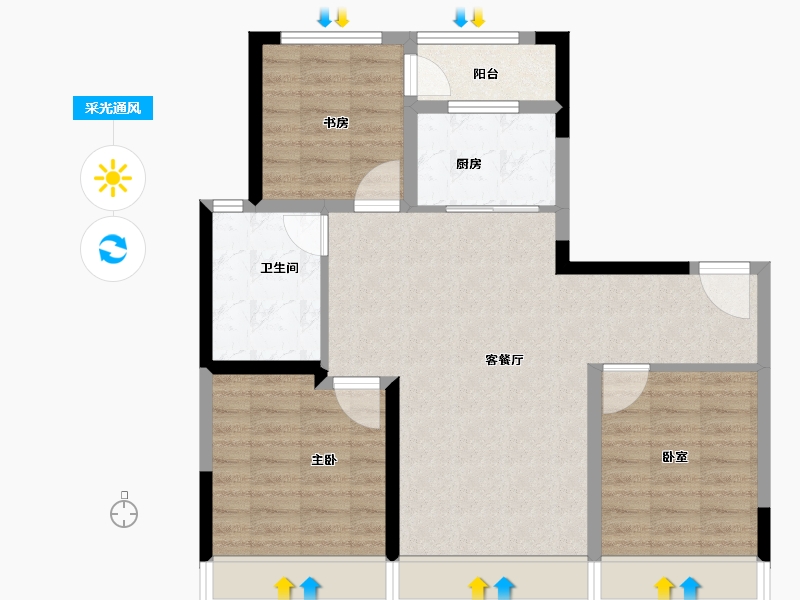 陕西省-西安市-西安蓝光长岛国际社区-79.09-户型库-采光通风