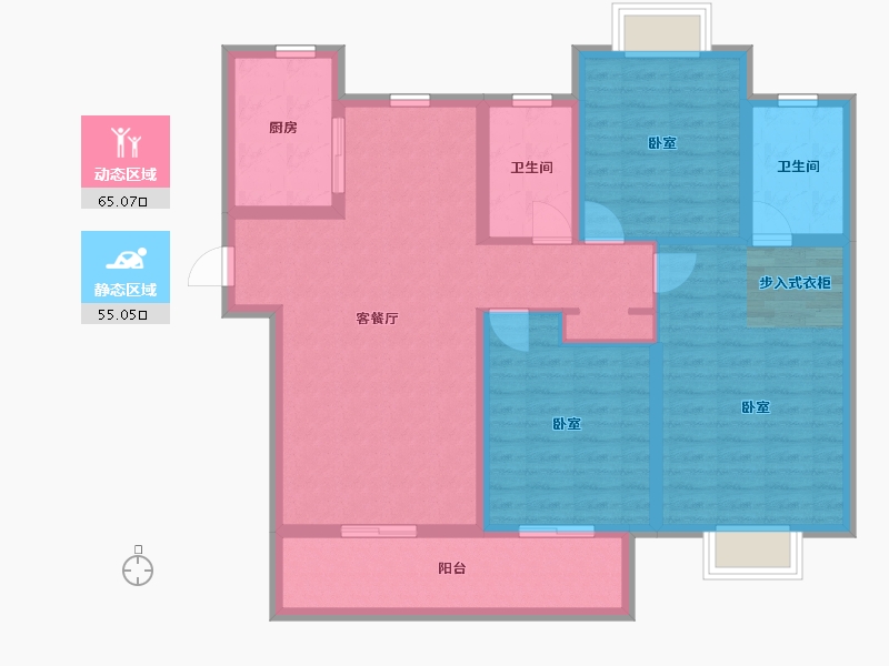 江苏省-无锡市-世茂璀璨时光-107.75-户型库-动静分区