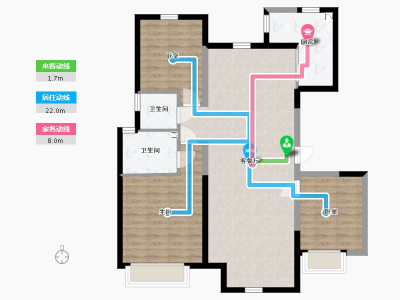 内蒙古自治区-包头市-中冶世家-95.56-户型库-动静线