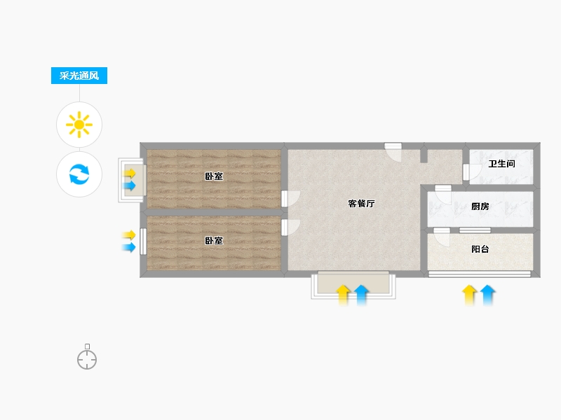 陕西省-渭南市-香滨城-65.89-户型库-采光通风