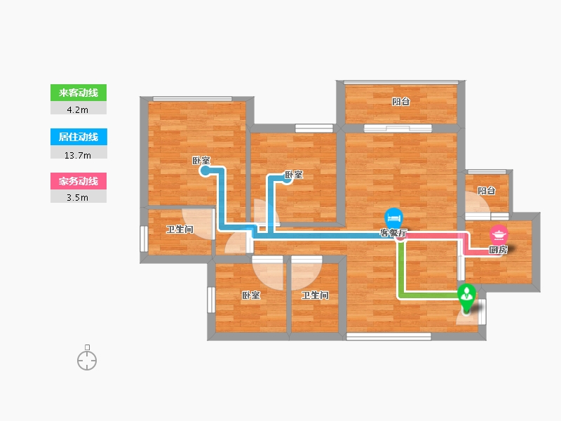 四川省-南充市-鸿通檀府-64.91-户型库-动静线