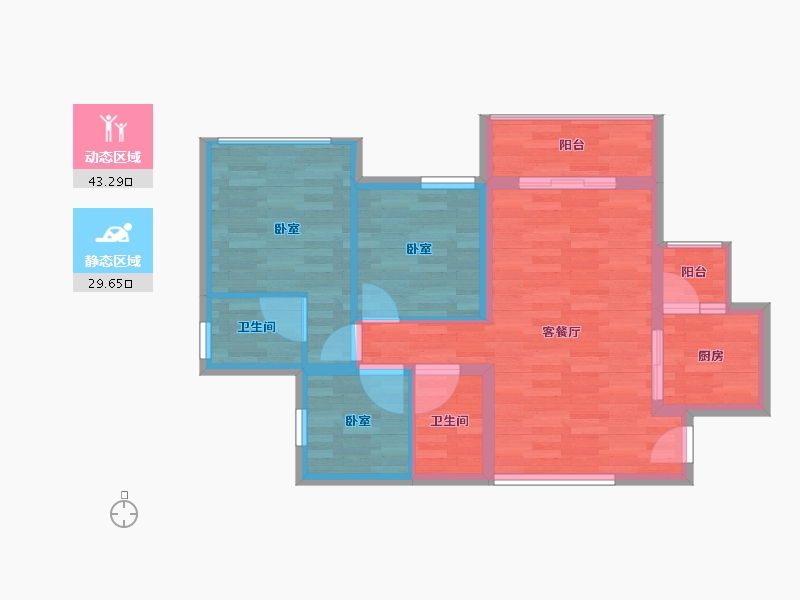 四川省-南充市-鸿通檀府-64.91-户型库-动静分区