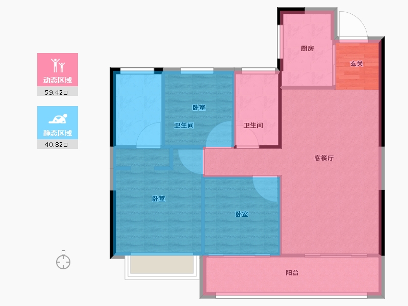 江苏省-无锡市-金领蠡洲台-92.00-户型库-动静分区