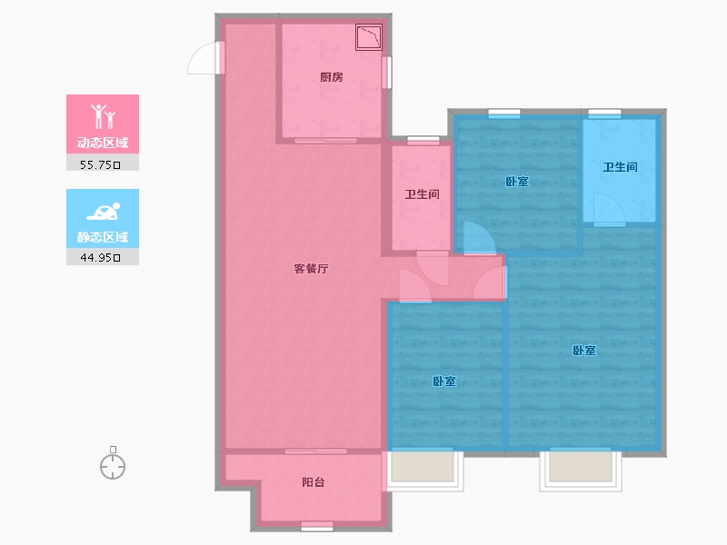 江苏省-无锡市-玺悦珑庭-90.86-户型库-动静分区