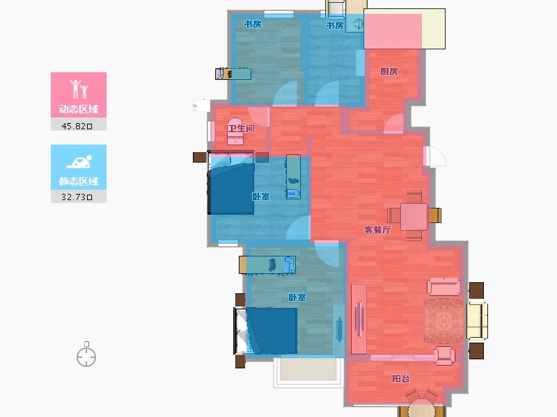 江苏省-南京市-银城一方山-69.99-户型库-动静分区