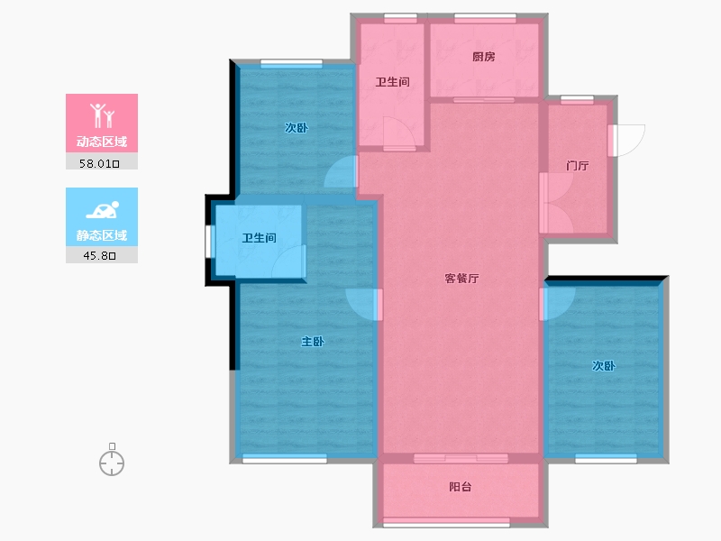 黑龙江省-牡丹江市-滨江壹號-93.20-户型库-动静分区