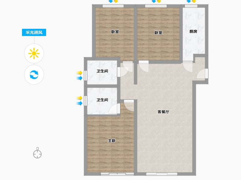 陕西省-渭南市-信达汣溪-103.33-户型库-采光通风