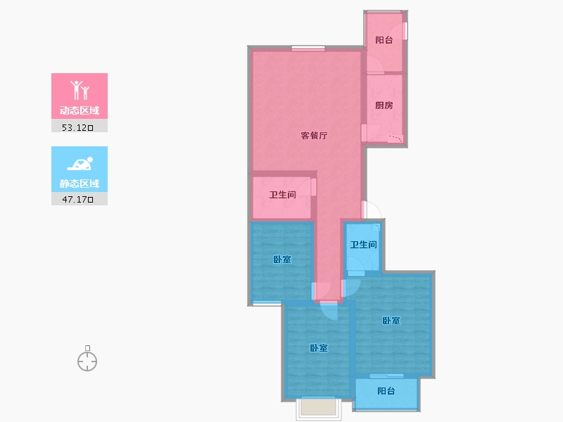 山西省-太原市-晋阳·五隆府-88.52-户型库-动静分区