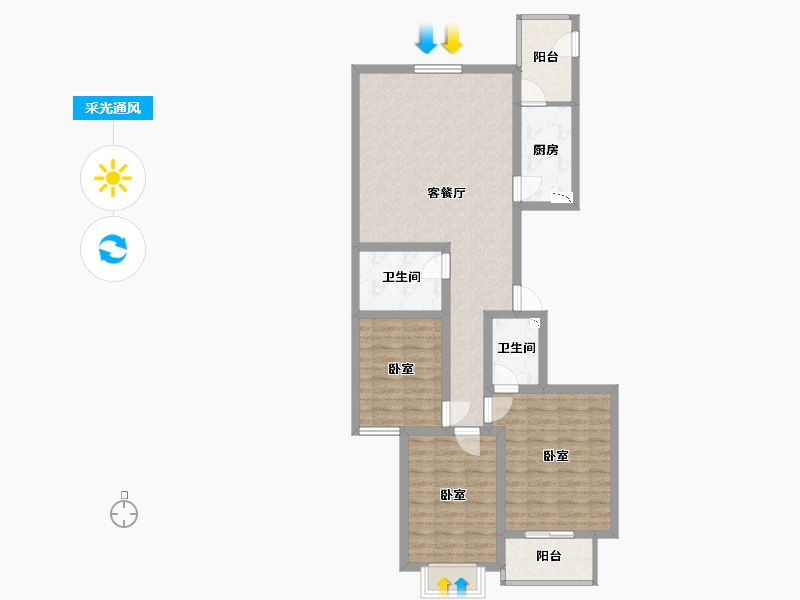 山西省-太原市-晋阳·五隆府-88.52-户型库-采光通风