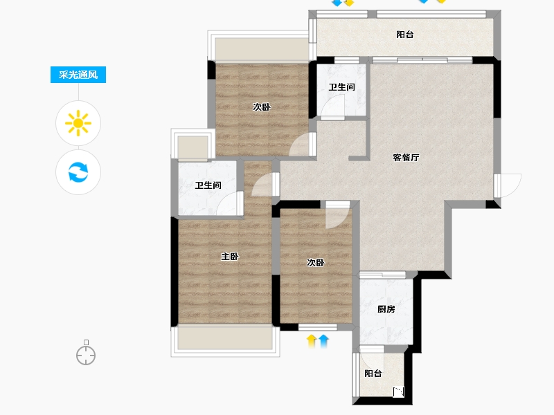 广西壮族自治区-北海市-碧园·海语城-82.06-户型库-采光通风