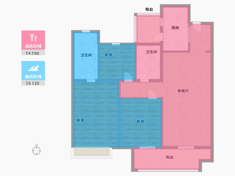 陕西省-西安市-陕建荣华臻萃府-83.99-户型库-动静分区