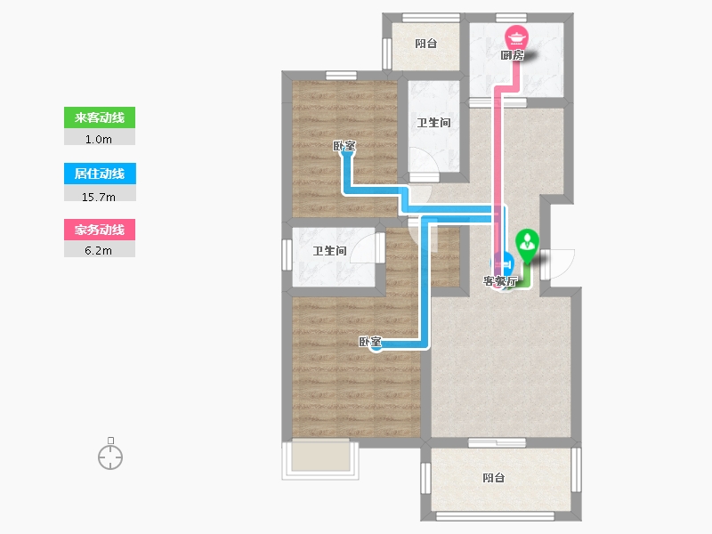 陕西省-汉中市-天骄佳园二期-72.32-户型库-动静线