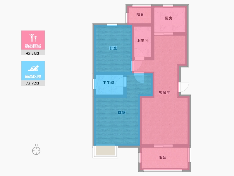 陕西省-汉中市-天骄佳园二期-72.32-户型库-动静分区