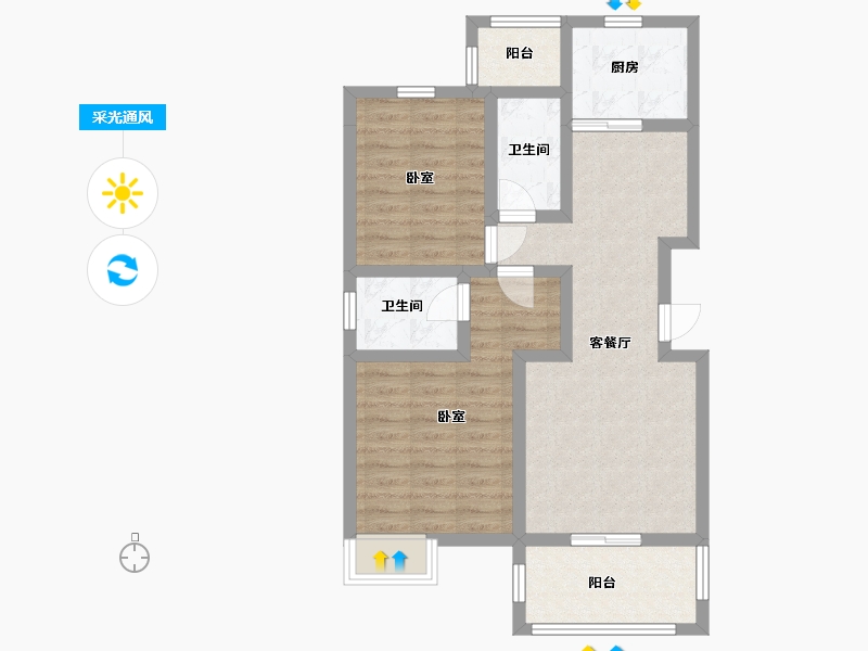 陕西省-汉中市-天骄佳园二期-72.32-户型库-采光通风