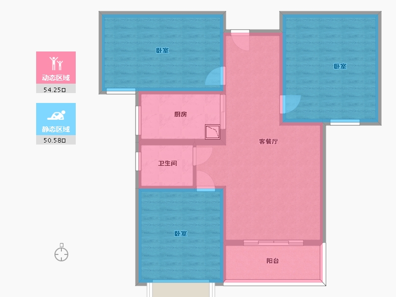 陕西省-渭南市-美林郡-93.55-户型库-动静分区