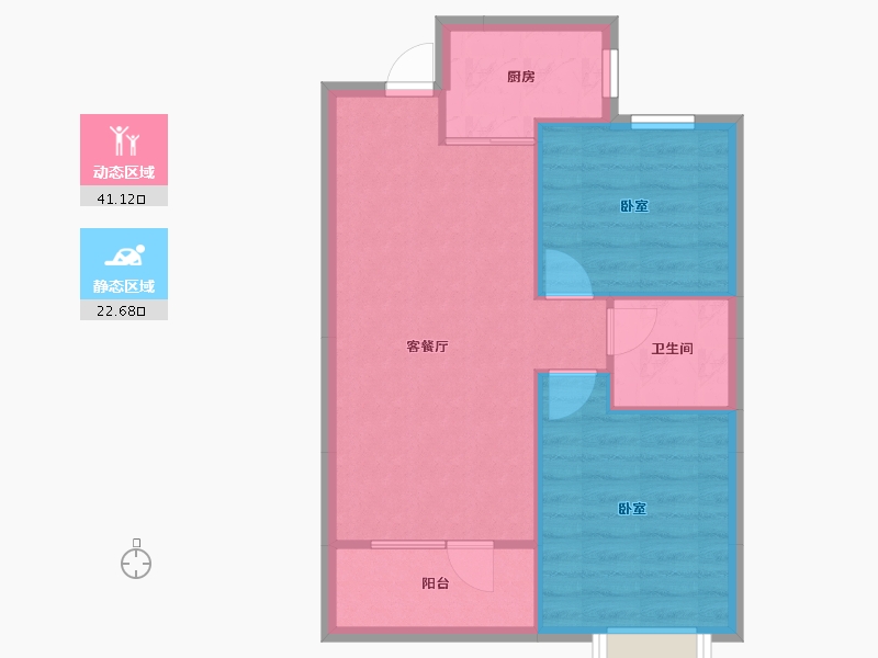 河北省-唐山市-荣盛锦绣观邸-57.91-户型库-动静分区