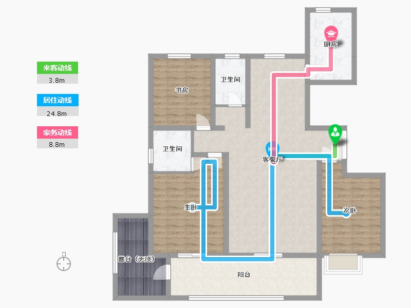 陕西省-西安市-宇林·水岸名邸-125.45-户型库-动静线