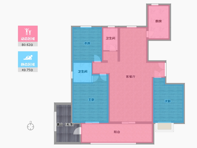 陕西省-西安市-宇林·水岸名邸-125.45-户型库-动静分区