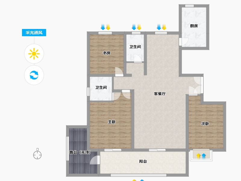 陕西省-西安市-宇林·水岸名邸-125.45-户型库-采光通风