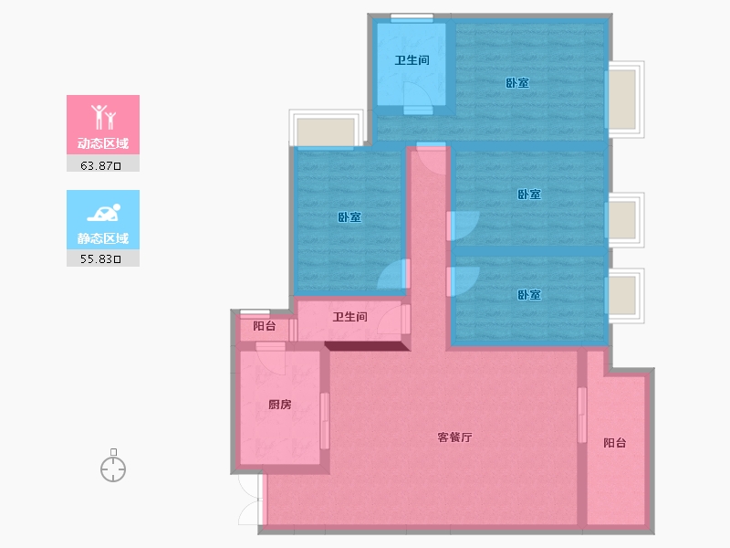 四川省-宜宾市-东燊长寿锦城-105.19-户型库-动静分区