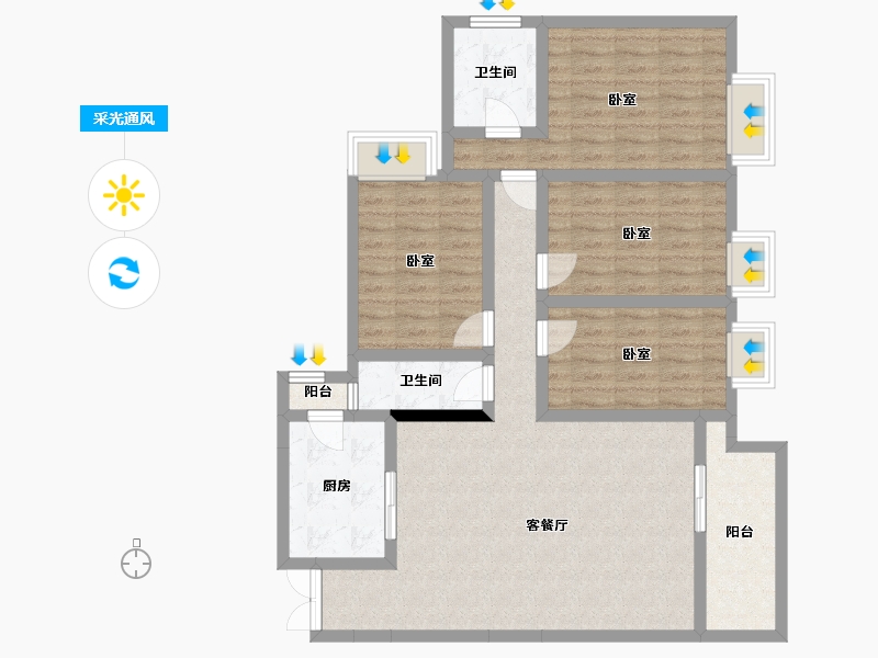 四川省-宜宾市-东燊长寿锦城-105.19-户型库-采光通风