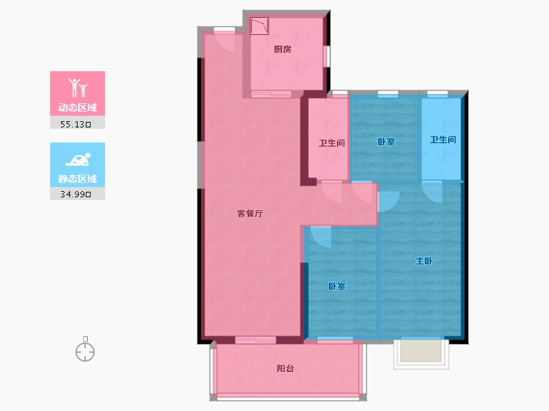 江苏省-无锡市-中洲崇安府-80.00-户型库-动静分区