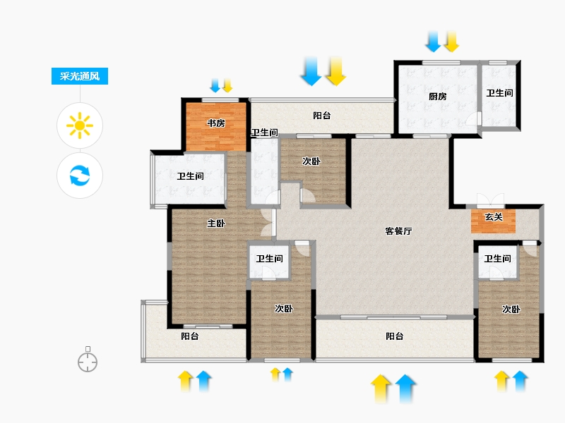 云南省-昆明市-华夏四季-269.67-户型库-采光通风