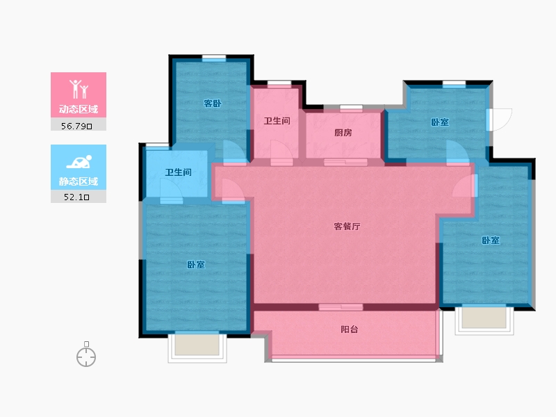 江苏省-无锡市-华侨城运河湾-96.05-户型库-动静分区