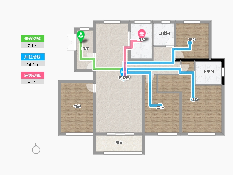 黑龙江省-牡丹江市-滨江壹號-128.57-户型库-动静线