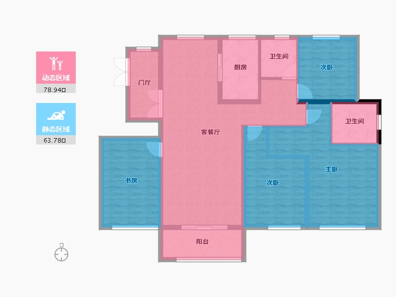 黑龙江省-牡丹江市-滨江壹號-128.57-户型库-动静分区