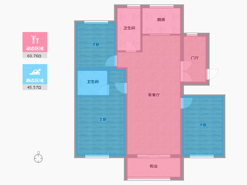 黑龙江省-牡丹江市-滨江壹號-95.28-户型库-动静分区