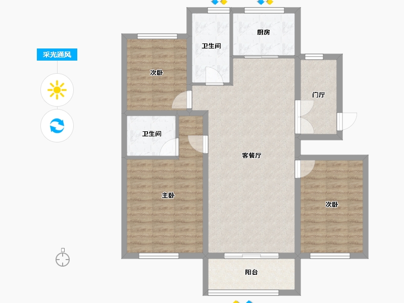 黑龙江省-牡丹江市-滨江壹號-95.28-户型库-采光通风