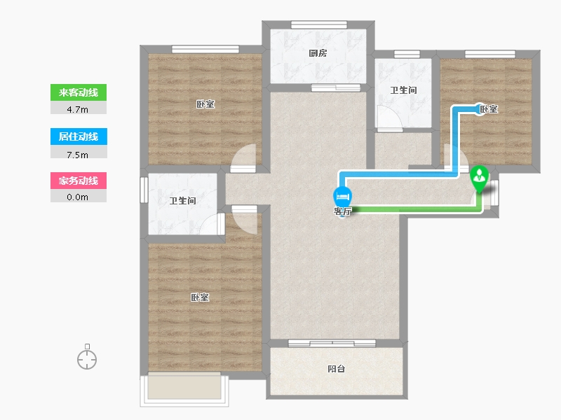 陕西省-宝鸡市-华隆幸福里-92.63-户型库-动静线