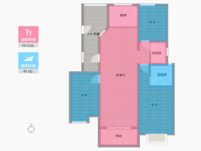 陕西省-渭南市-熙园御府-102.66-户型库-动静分区