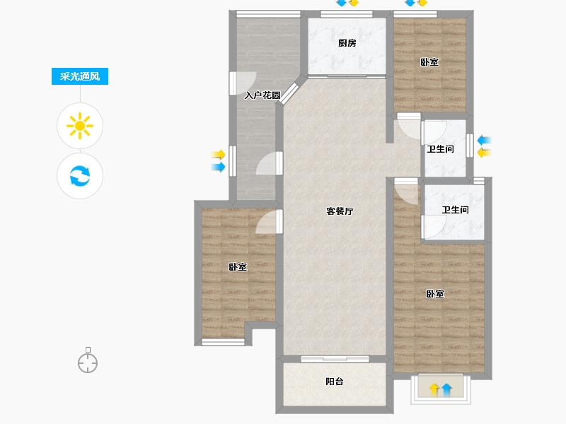 陕西省-渭南市-熙园御府-102.66-户型库-采光通风