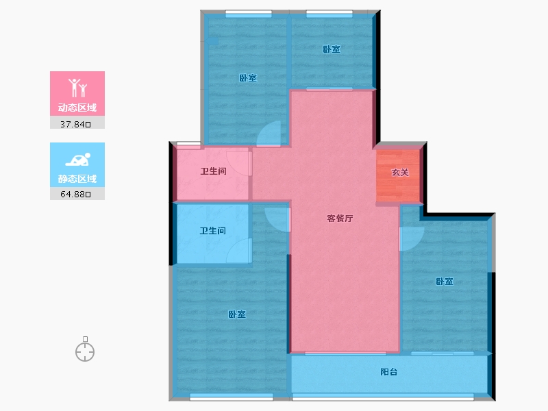 江苏省-无锡市-宸风云庐-93.58-户型库-动静分区