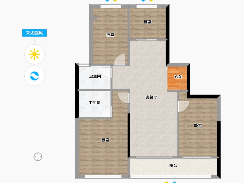 江苏省-无锡市-宸风云庐-93.58-户型库-采光通风