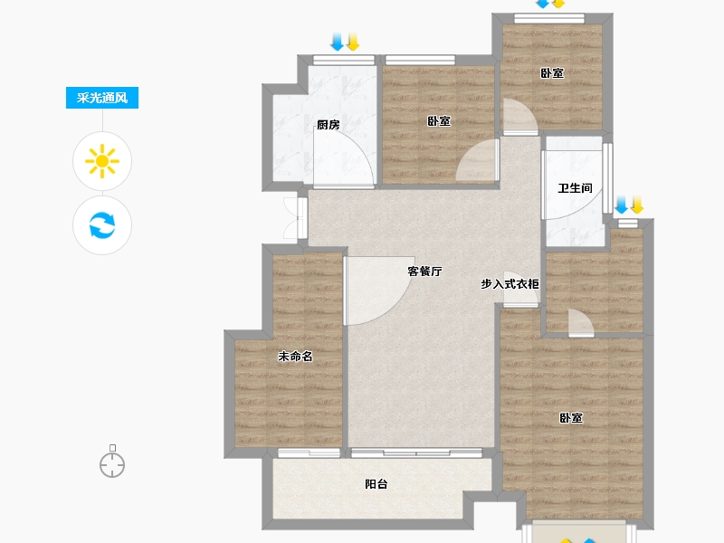 江苏省-南京市-紫悦府-101.00-户型库-采光通风