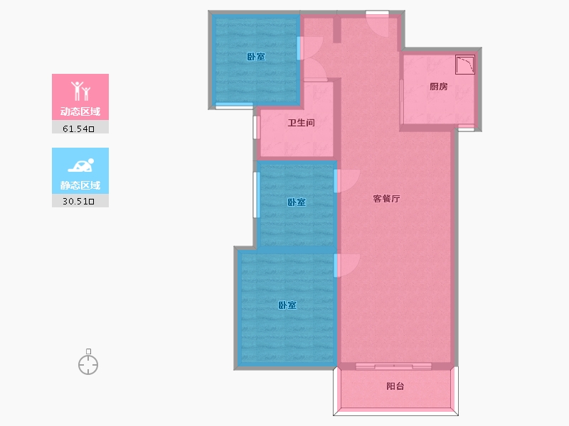 陕西省-渭南市-美林郡-81.42-户型库-动静分区