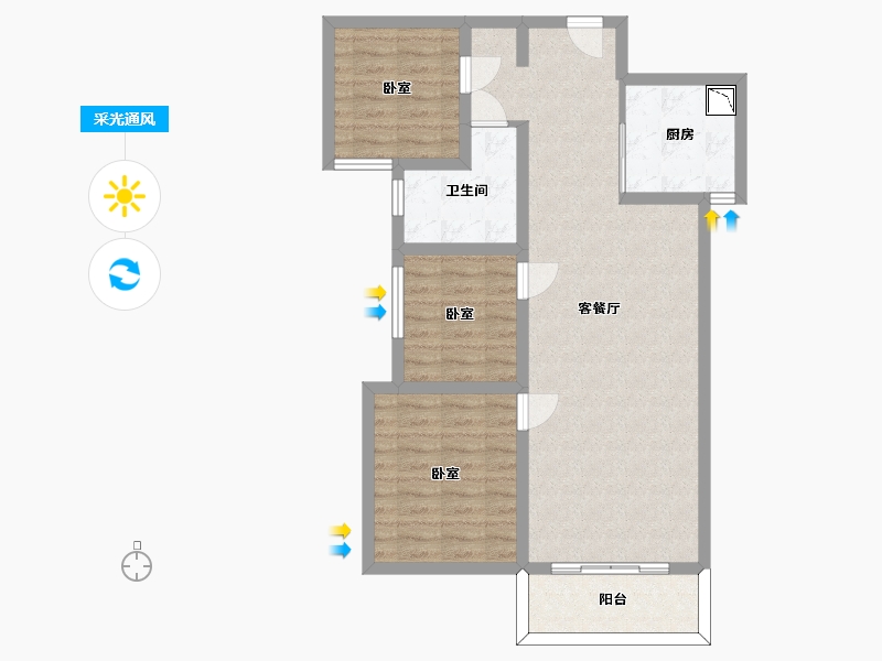 陕西省-渭南市-美林郡-81.42-户型库-采光通风