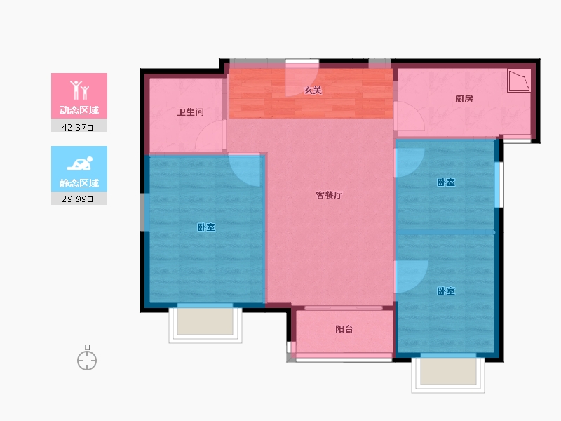 陕西省-西安市-万科•金域华府-65.50-户型库-动静分区