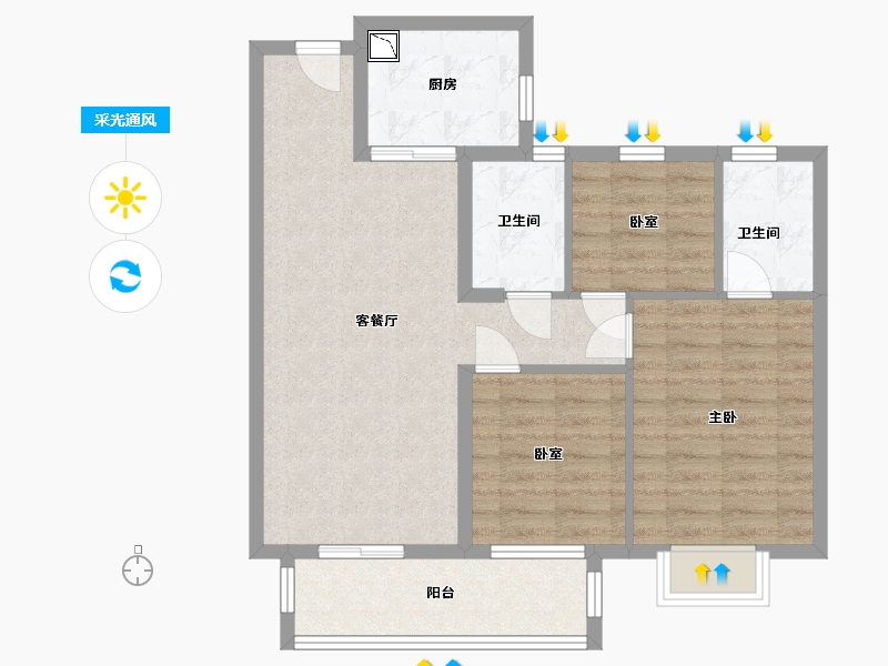 江苏省-无锡市-中洲崇安府-78.00-户型库-采光通风