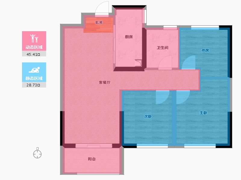 陕西省-西安市-绿城西安全运村-65.94-户型库-动静分区